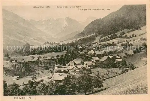 AK / Ansichtskarte Diemtigen_BE Gesamtansicht m. Maennlifluh Schwarzbergfluh Twirienhorn 