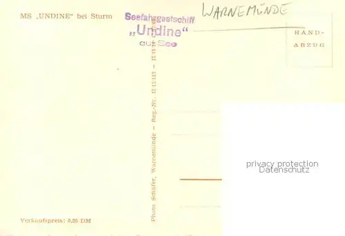 AK / Ansichtskarte Warnemuende_Ostseebad MS Undine bei Sturm Warnemuende_Ostseebad