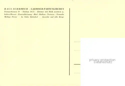 AK / Ansichtskarte Garmisch Partenkirchen Haus Schroder Aussenansicht Garmisch Partenkirchen
