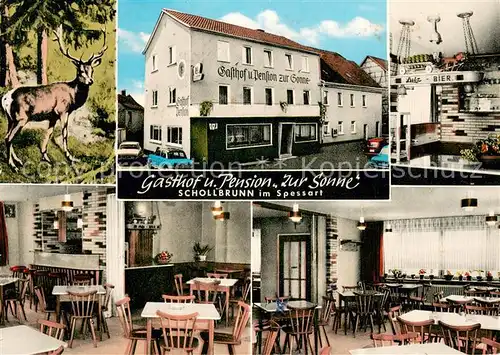 AK / Ansichtskarte Schollbrunn_Spessart Gasthof Pension Zur Sonne Teilansichten Schollbrunn Spessart