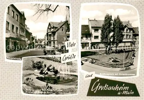 AK / Ansichtskarte Grossauheim Rochusplatz m. Entenbrunnen Hauptstrasse Grossauheim