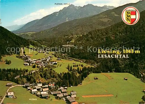 AK / Ansichtskarte Liesing_Kaernten Fliegeraufnahme mit Plenge Niedergail Klebas Liesing Kaernten