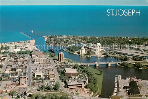AK / Ansichtskarte St_Joseph_Michigan Fliegeraufnahme St Joseph River and Lake Michigan 
