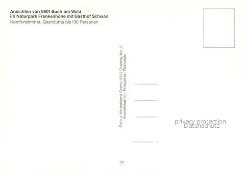 AK / Ansichtskarte Buch_Wald im Naturpark Frankenhoehe mit Gasthof Schwan Kirche Teich Buch_Wald