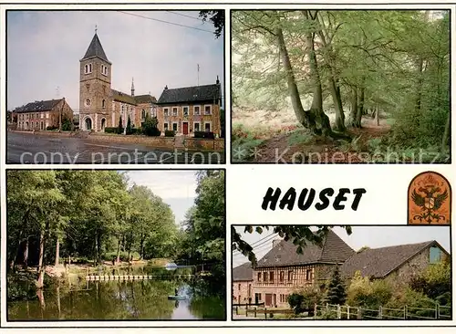 AK / Ansichtskarte Hauset_Belgium Kirche Waldpartie Seepartie 