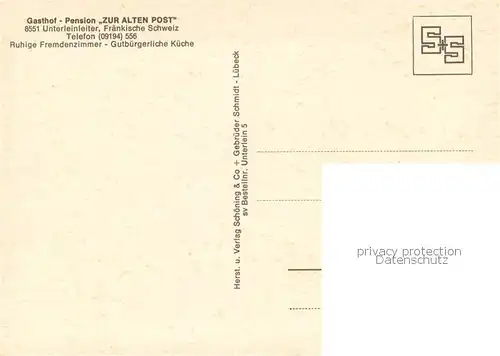 AK / Ansichtskarte Unterleinleiter Gasthof Pension Zur Alten Post Gastraeume Panorama Unterleinleiter