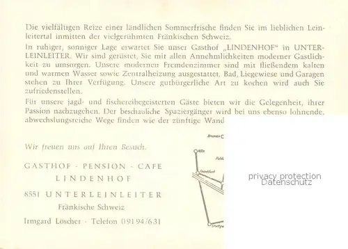 AK / Ansichtskarte Unterleinleiter Cafe Pension Lindenhof Gartenterrasse Panorama Gastraum Unterleinleiter