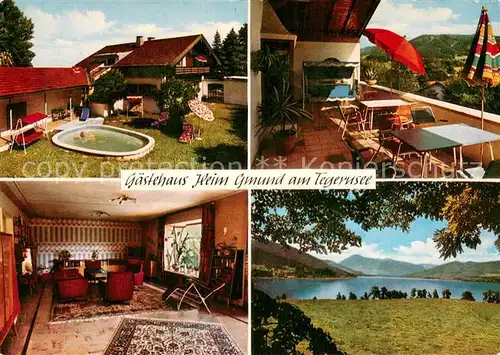 AK / Ansichtskarte Gmund_Tegernsee Gaestehaus Heim Pool Terrasse Gastraum Seepartie Gmund Tegernsee