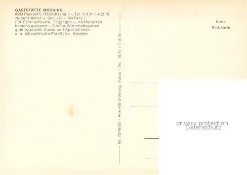 AK / Ansichtskarte Bayreuth Gaststaette Moosing Gaststube Bayreuth