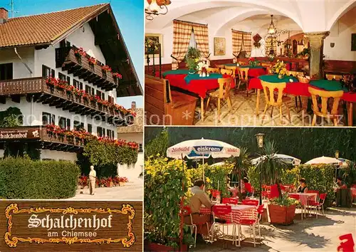 AK / Ansichtskarte Gstadt_Chiemsee Schalchenhof Gaststube Terrasse Gstadt_Chiemsee