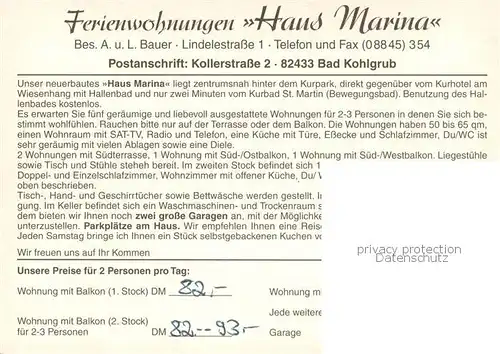 AK / Ansichtskarte Bad_Kohlgrub Haus Marina Gastraeume Bad_Kohlgrub