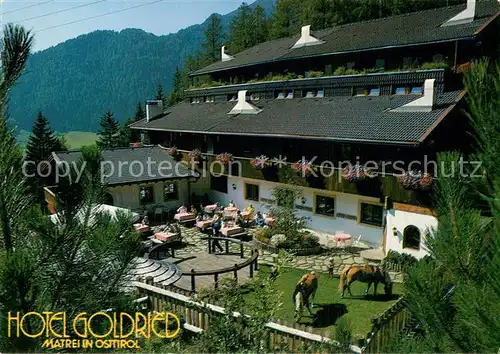 AK / Ansichtskarte Matrei_Osttirol Hotel Goldried Terrasse Pferde Matrei_Osttirol