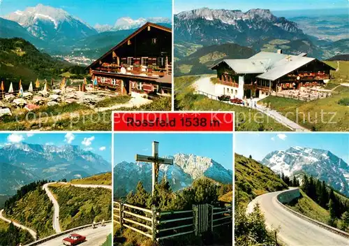 AK / Ansichtskarte Rossfeldhuette_1538m_Berchtesgaden Hoehenringstrasse Panorama Rossfeldhuette Gipfelkreuz 