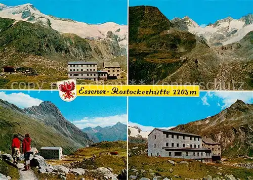 AK / Ansichtskarte Praegraten_Grossvenediger Essener Rostockhuette im Maurertal Panorama Wanderer Praegraten Grossvenediger