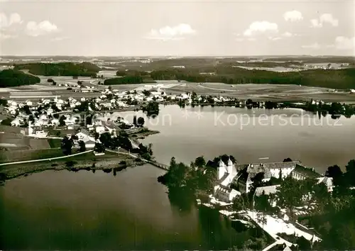 AK / Ansichtskarte Seeon_Klostersee Fliegeraufnahme Inselschloss Seeon Chiemgau Seeon_Klostersee