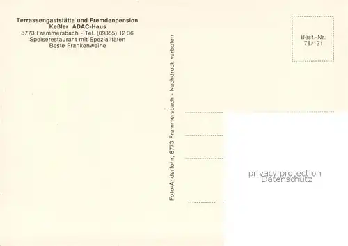 AK / Ansichtskarte Frammersbach Terrassengaststaette Pension Kessler ADAC Haus Frammersbach