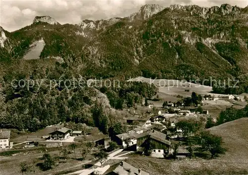 AK / Ansichtskarte Bach_Chiemgau Teilansicht m. Bergpanorama Bach Chiemgau