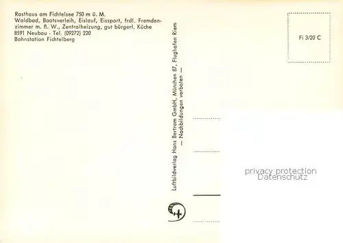 AK / Ansichtskarte Fichtelberg_Bayreuth Fliegeraufnahme Rasthaus am Fichtelsee Fichtelberg Bayreuth