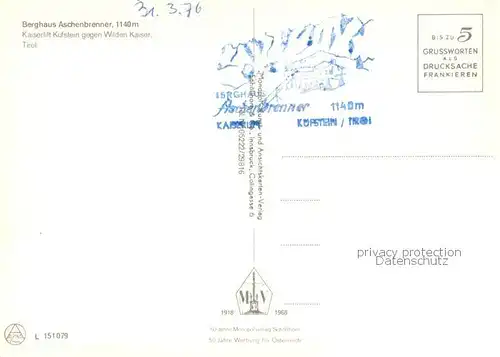 AK / Ansichtskarte Kufstein_Tirol Berghaus Aschenbrenner gegen Wilden Kaiser Kufstein_Tirol