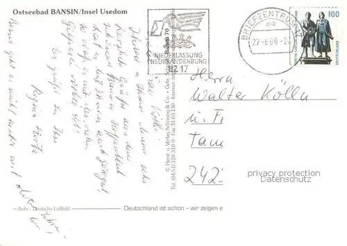 AK / Ansichtskarte Bansin_Ostseebad Fliegeraufnahme Bansin_Ostseebad