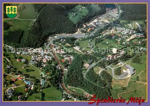 AK / Ansichtskarte Spindleruv_Mlyn_Spindelmuehle_Riesengebirge_CZ Letecky snimek centra mesta Fliegeraufnahme 