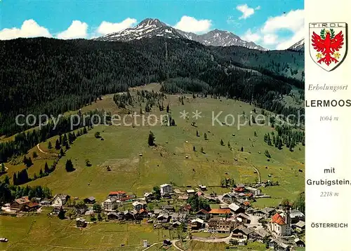 AK / Ansichtskarte Lermoos_Tirol Fliegeraufnahme mit Rokokokirche und Grubistein Sessellift Lermoos Tirol