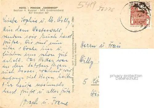 AK / Ansichtskarte Grossmaischeid Hotel Pension Tannenhof Teilansichten Grossmaischeid