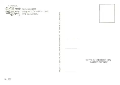 AK / Ansichtskarte Eschenlohe Alpenhotel Wengererhof Eschenlohe