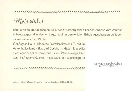 AK / Ansichtskarte Meiswinkel Pension Haus am Walde Gastraum Panorama Meiswinkel