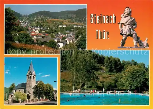 AK / Ansichtskarte Steinach_Thueringen Panorama Kirche Freibad Steinach Thueringen