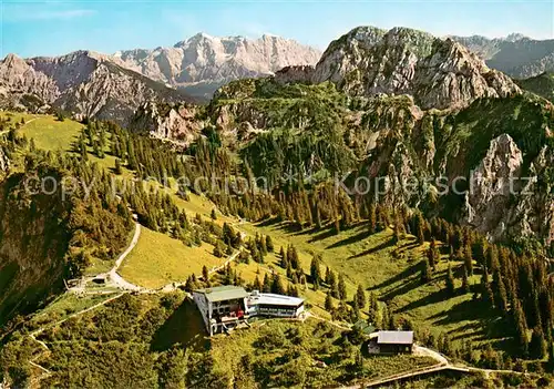 AK / Ansichtskarte Fuessen_Allgaeu Tegelbergbahn Bergstation mit Blick auf Zugspitze und Straussberg Fuessen Allgaeu