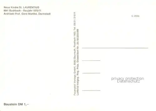 AK / Ansichtskarte Buchbach_Steinbach_Wald Neue Kirche St. Laurentius Architekt Prof. Gerd Mantke Buchbach_Steinbach_Wald