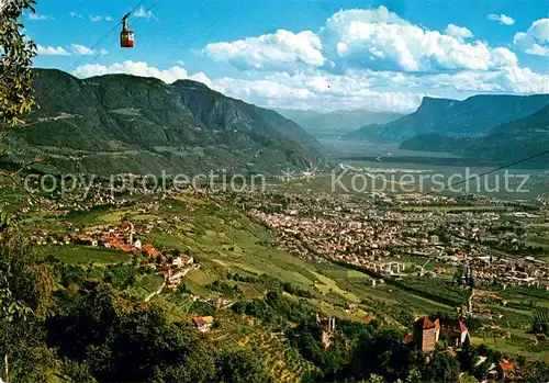 AK / Ansichtskarte Dorf_Tirol_Suedtirol_IT Fliegeraufnahme mit Schloss und Seilbahn Hochmut 