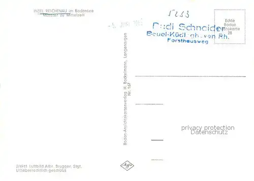 AK / Ansichtskarte Insel_Reichenau_Bodensee Muenster zu Mittelzell Fliegeraufnahme 