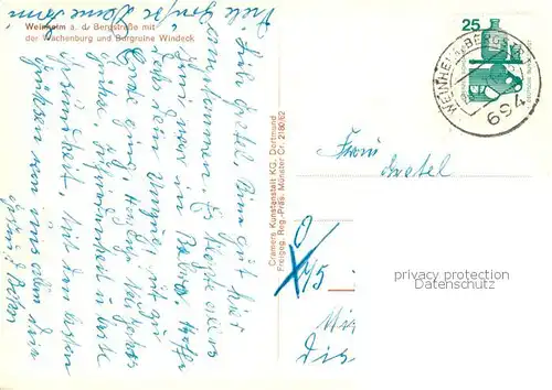 AK / Ansichtskarte Weinheim_Bergstrasse Fliegeraufnahme mit der Wachenburg und Burgruine Windeck Weinheim_Bergstrasse