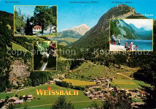 AK / Ansichtskarte Weissbach_Lofer Fliegeraufnahme Hirschbuehel Diesbach Stausee Seisenberg Klamm Weissbach Lofer