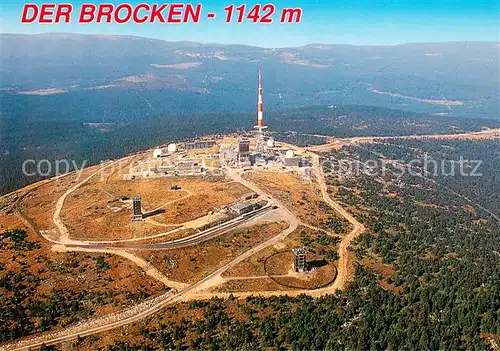 AK / Ansichtskarte Brocken_Harz Brockenplateau UKW Sender Fliegeraufnahme Brocken Harz
