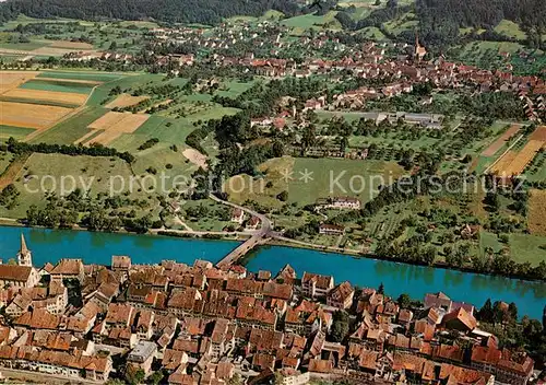 AK / Ansichtskarte Diessenhofen Fliegeraufnahme mit Rhein und Gailingen Diessenhofen