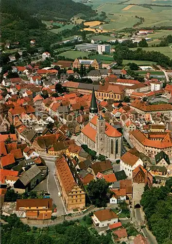 AK / Ansichtskarte Muennerstadt Fliegeraufnahme mit Stadtpfarrkirche St Maria Magdalena Muennerstadt