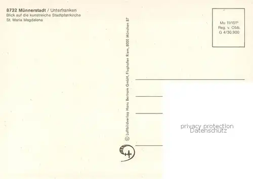 AK / Ansichtskarte Muennerstadt Fliegeraufnahme mit Stadtpfarrkirche St Maria Magdalena Muennerstadt