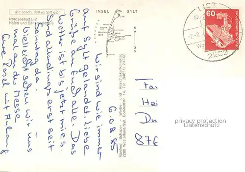 AK / Ansichtskarte List_Sylt Hafen und Daenemarkfaehre List_Sylt