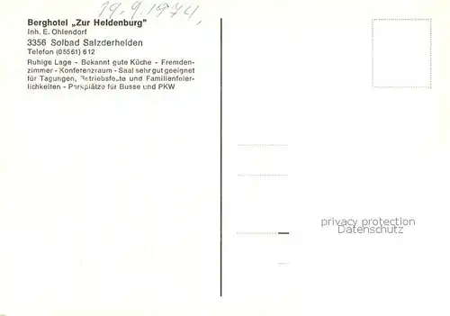 AK / Ansichtskarte Salzderhelden Berghotel Zur Heldenburg Fliegeraufnahme Salzderhelden