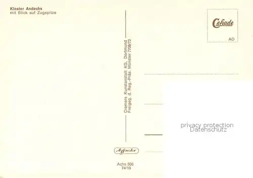 AK / Ansichtskarte Andechs Kloster Andechs mit Zugspitze Fliegeraufnahme Andechs