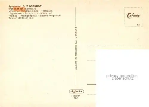 AK / Ansichtskarte Rieneck Sporthotel Gut Duernhof Restaurant Hallenbad Wintergarten Rieneck