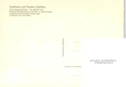 AK / Ansichtskarte Siegsdorf_Oberbayern Gasthaus und Pension Hoepfling Siegsdorf Oberbayern