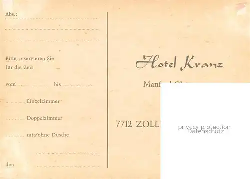 AK / Ansichtskarte Zollhaus_Blumberg Hotel Kranz Gastraum Zollhaus Blumberg