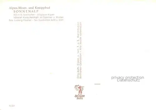 AK / Ansichtskarte Sonthofen_Oberallgaeu Alpen Moor und Kneippbad Sonnenalp Gaststube Sonthofen Oberallgaeu