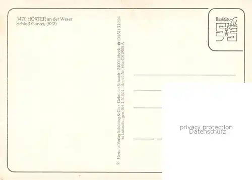 AK / Ansichtskarte Hoexter_Weser Schloss Corvey Fliegeraufnahme Hoexter Weser