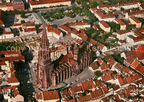 AK / Ansichtskarte Freiburg_Breisgau Fliegeraufnahme mit Muenster Freiburg Breisgau