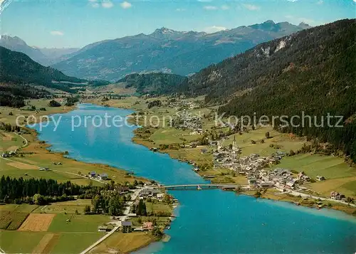 AK / Ansichtskarte Techendorf_Weissensee_Kaernten Fliegeraufnahme mit Fruehstueckspension Haus Heimat 